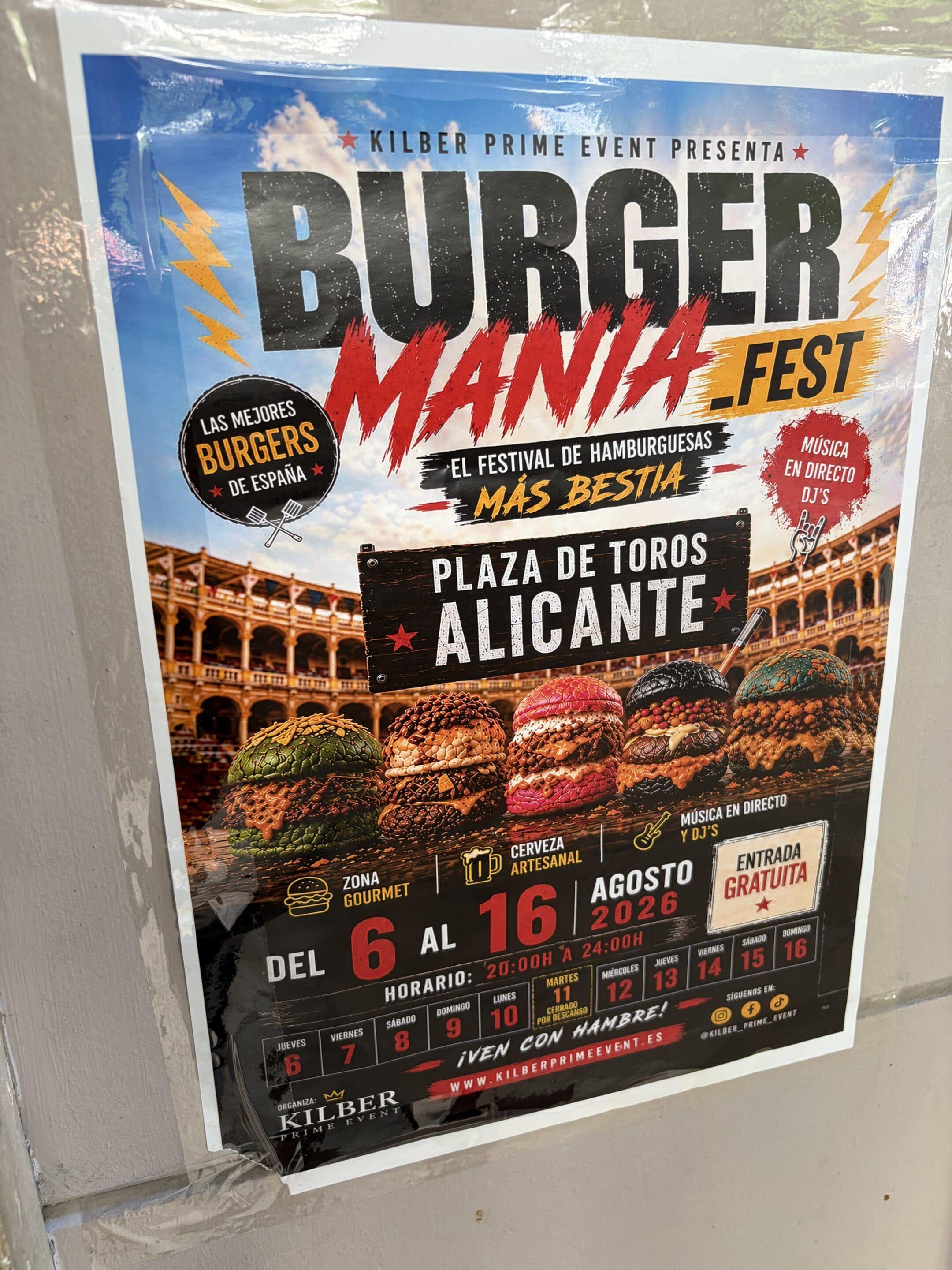 An AI burger poster for Burgermania in Alicante