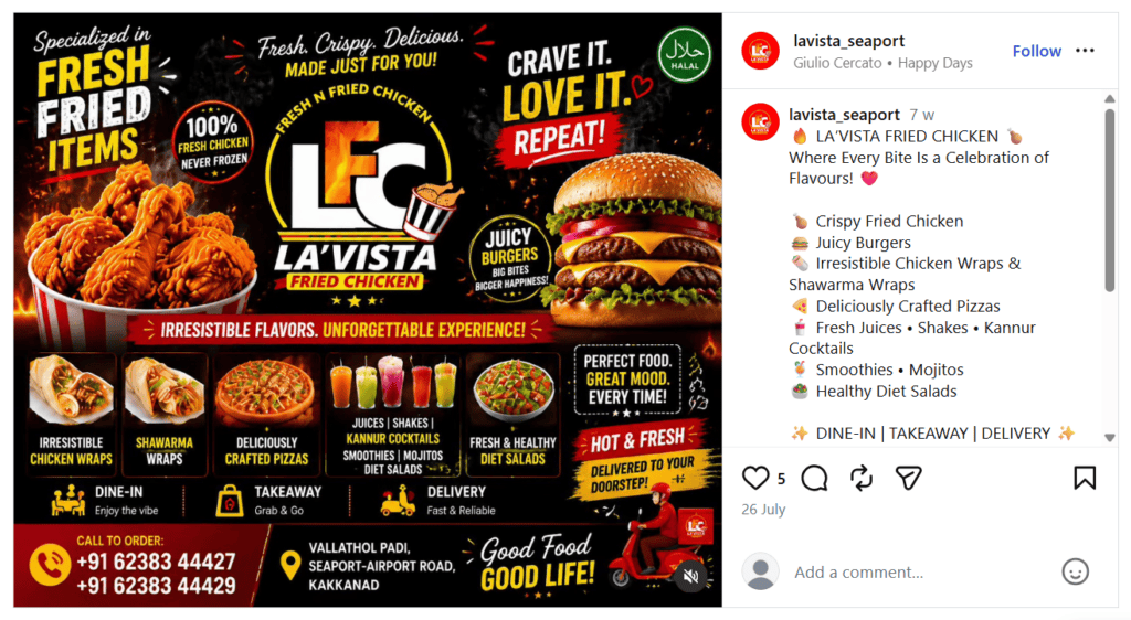 a screenshot of an ai poster used by a fried chicken restaturant